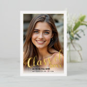 Echte gouden folie Klasse van 2023 scriptfoto Uitnodiging (Staand Voorkant)