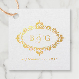 Echte gouden folie krans Elegant witgoud bruiloft Bedankjes Labels