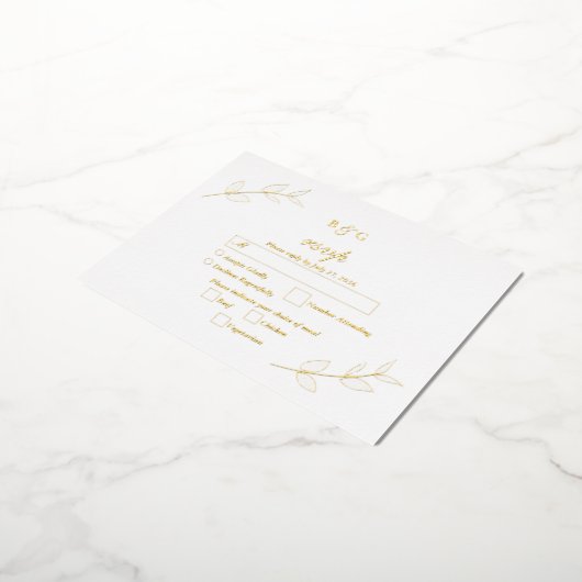 Echte gouden folie laat elegante bruiloft RSVP Folie Uitnodiging Briefkaart (Gedraaid)