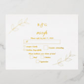 Echte gouden folie laat elegante bruiloft RSVP Folie Uitnodiging Briefkaart (Voorkant)