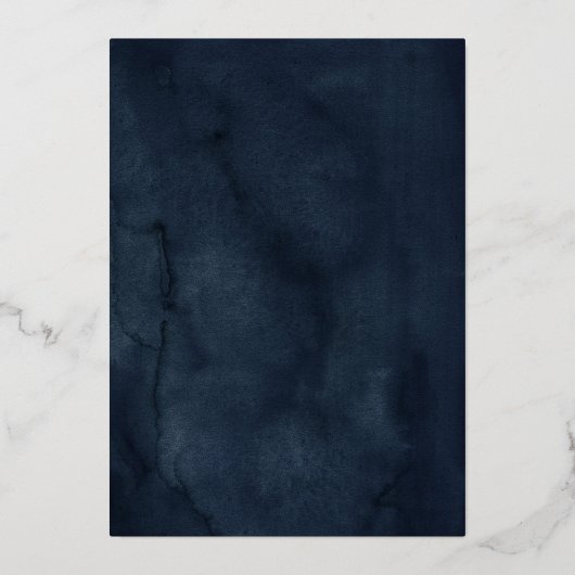 Echte Gouden Folie Marine Bloemen Kant Script Trou Folie Uitnodiging (Achterkant)