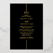 Echte Gouden Folie Minimalistische Monogram Zwart  Folie Uitnodiging (Voorkant)