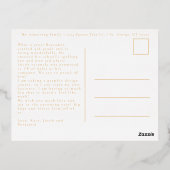 Echte Gouden Folie Moderne Foto Religieuze Kerstmi Folie Feestdagen Briefkaart (Achterkant)