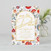 Echte Gouden Folie Moderne Trouw Save The Date Lea Folie Uitnodiging (Staand Voorkant)