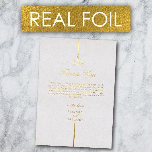 Echte gouden folie Monogram bruiloft Dank u Uitnodiging