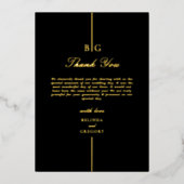 Echte gouden folie Monogram Zwart bruiloft Dank u Folie Uitnodiging (Voorkant)