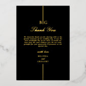 Echte gouden folie Monogram Zwart bruiloft Dank u Uitnodiging (Voorkant)