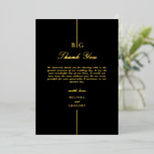 Echte gouden folie Monogram Zwart bruiloft Dank u Uitnodiging (Staand Voorkant)
