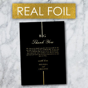Echte gouden folie Monogram Zwart bruiloft Dank u Uitnodiging