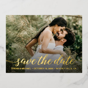 Echte Gouden Folie Sla de datum op Custom Photo We Uitnodiging Briefkaart