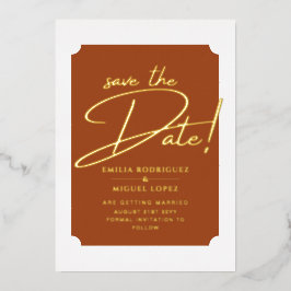 Echte gouden folie terracotta save the date-huweli folie uitnodiging