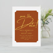 Echte gouden folie terracotta save the date-huweli folie uitnodiging (Staand Voorkant)