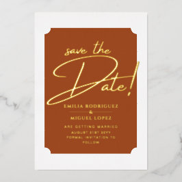 Echte gouden folie terracotta save the date-huweli uitnodiging