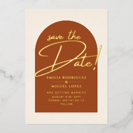 Echte gouden folie terracotta save the date trouwk folie uitnodiging