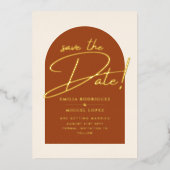 Echte gouden folie terracotta save the date trouwk folie uitnodiging (Voorkant)