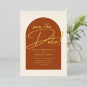 Echte gouden folie terracotta save the date trouwk folie uitnodiging (Staand Voorkant)