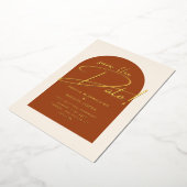 Echte gouden folie terracotta save the date trouwk folie uitnodiging (Gedraaid)