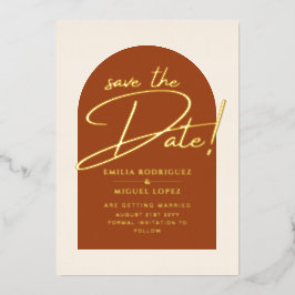Echte gouden folie terracotta save the date trouwk uitnodiging