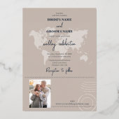 Echte Gouden Folie Trouwpaspoort Kompas Trouwen Folie Uitnodiging (Achterkant)