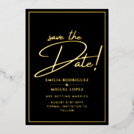Echte Gouden Folie Zwarte Save the Date Huwelijk Uitnodiging
