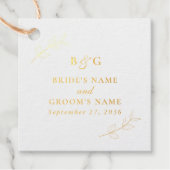 Echte gouden foliebladeren Elegant Monogram Huweli Bedankjes Labels (Voorkant)