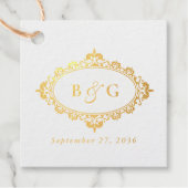 Echte gouden foliekrans Elegante witte gouden brui Bedankjes Labels (Voorkant)