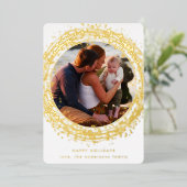 Echte gouden kerstverf Foto Happy Folie Feestdagenkaart (Staand Voorkant)