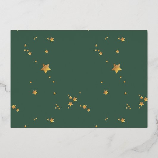 ECHTE Gouden Sterren Kersrood Foto Prettig Kerstfe Folie Feestdagenkaart (Achterkant)