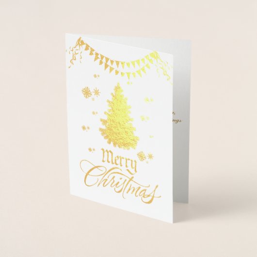 Echte Gouden Zalige Kerstwensen Aangepaste Foto Folie Kaarten (Voorkant)