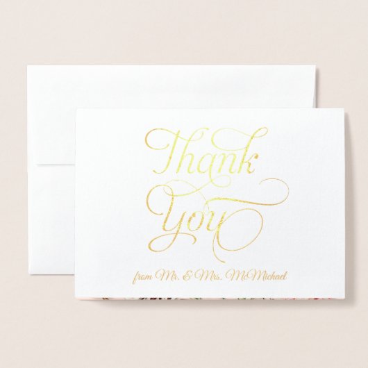 Echte goudfolie foto Dank u notities  Rozen Folie Kaarten (Voorkant met envelop)