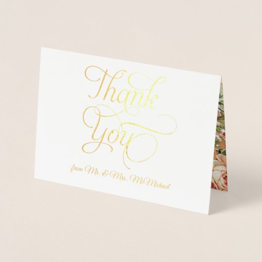 Echte goudfolie foto Dank u notities  Rozen Folie Kaarten (Voorkant)