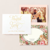 Echte goudfolie foto Dank u notities  Rozen Folie Kaarten (Display)