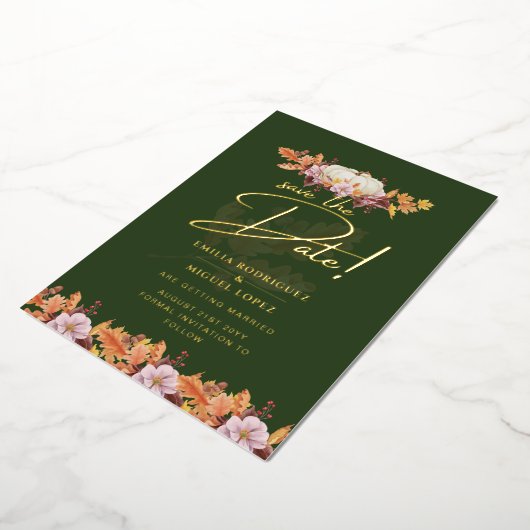 Echte GOUDFOLIE Herfst Pompoen Bewaar Datum Bruilo Folie Uitnodiging (Gedraaid)