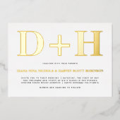 Echte goudfolie initialen vetgedrukte typografie b folie uitnodiging (Voorkant)