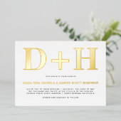 Echte goudfolie initialen vetgedrukte typografie b folie uitnodiging (Staand Voorkant)