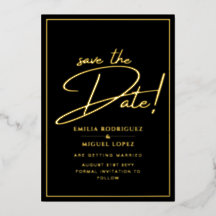 Echte GOUDFolie Zwarte Save the Date Huwelijk