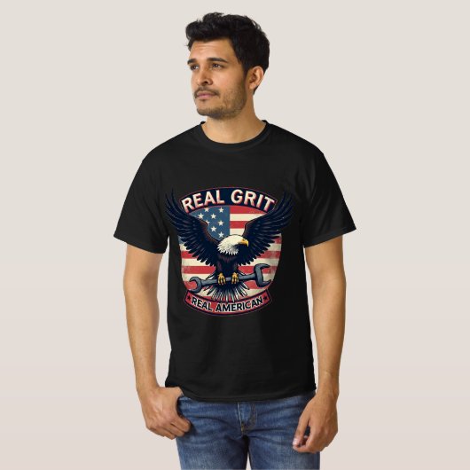 Echte Grit, echte Amerikaan T-shirt (Voorkant volledig)