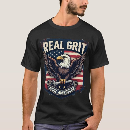 Echte Grit, echte Amerikaan T-shirt (Voorkant)