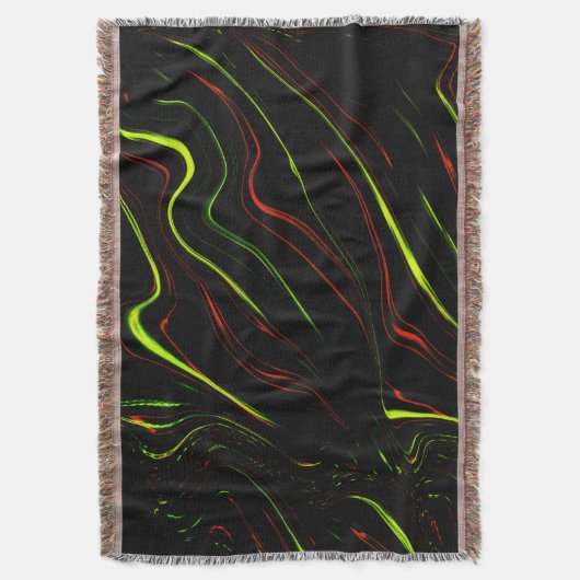 Echte groene en rode langgolvende sporen op zwart  deken (Voorkant Verticaal)