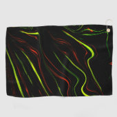 Echte groene en rode langgolvende sporen op zwart golfhanddoek (Horizontaal)