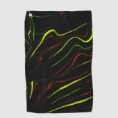 Echte groene en rode langgolvende sporen op zwart golfhanddoek (Voorkant)