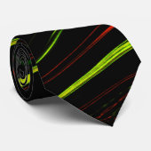 Echte groene en rode langgolvende sporen op zwart  stropdas (Opgerold)