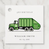 Echte groene vuilniswagen Kinder elke zondag Bedankjes Labels (Voorkant)