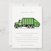 Echte groene vuilniswagen Kinder elke zondag Bedankkaart (Voorkant)