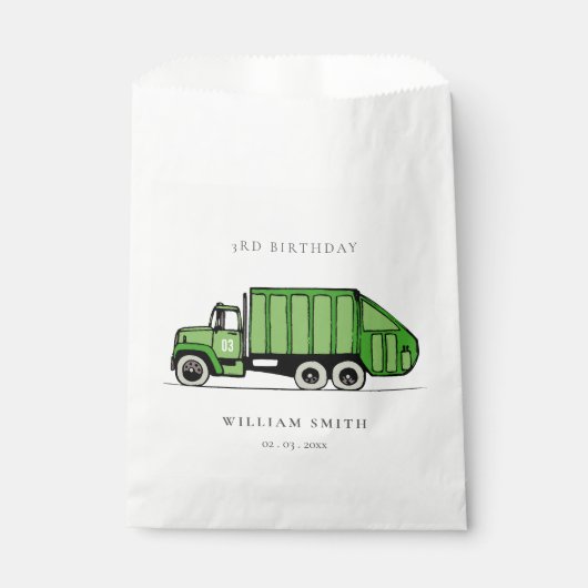 Echte groene vuilniswagen Kinder elke zondag Bedankzakje (Voorkant)