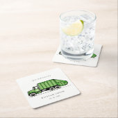 Echte groene vuilniswagen Kinder elke zondag Kartonnen Onderzetters (Insitu)