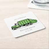 Echte groene vuilniswagen Kinder elke zondag Kartonnen Onderzetters (Schuin)