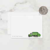 Echte groene vuilniswagen Kinder elke zondag Notitiekaartje (Voorkant / Achterkant in situ)