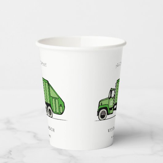 Echte groene vuilniswagen Kinder elke zondag Papieren Bekers (Links)