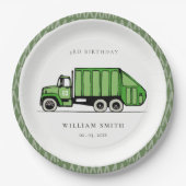 Echte groene vuilniswagen Kinder elke zondag Papieren Bordje (Voorkant)